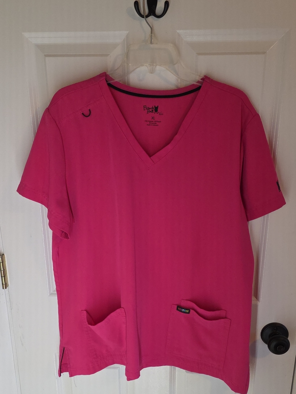 French Bull Women’s V-Neck Scrub Top - Hot Pink